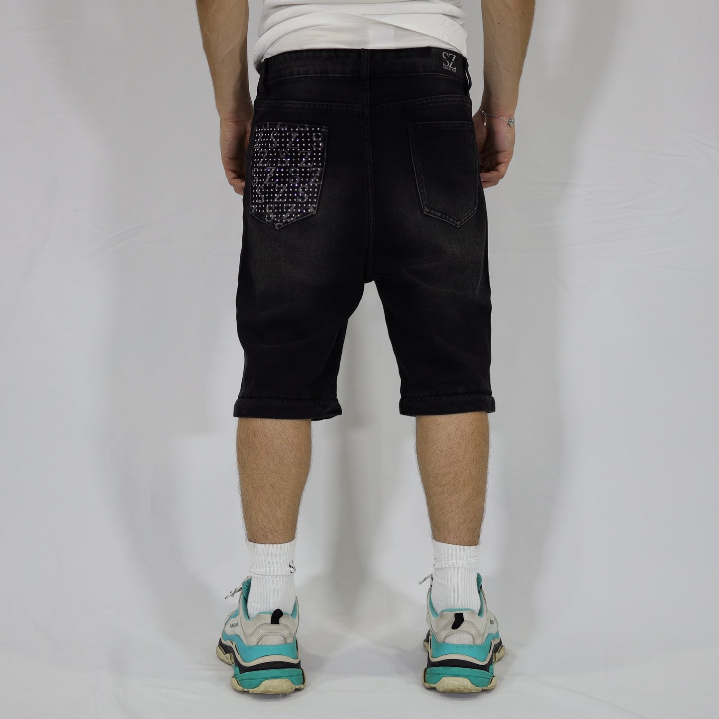 Black swarovski flare jeans