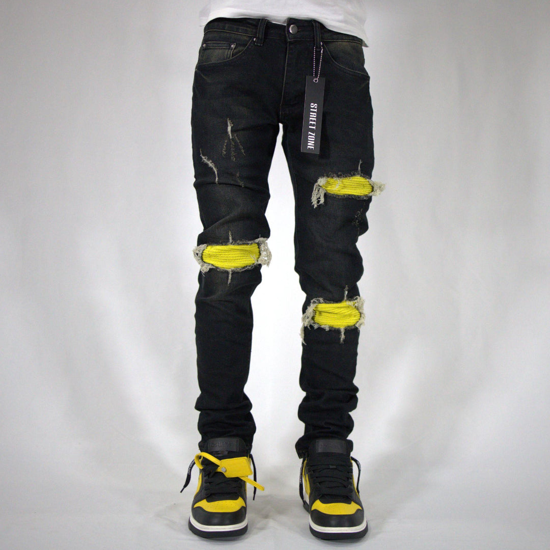 Yellow ripped jeans