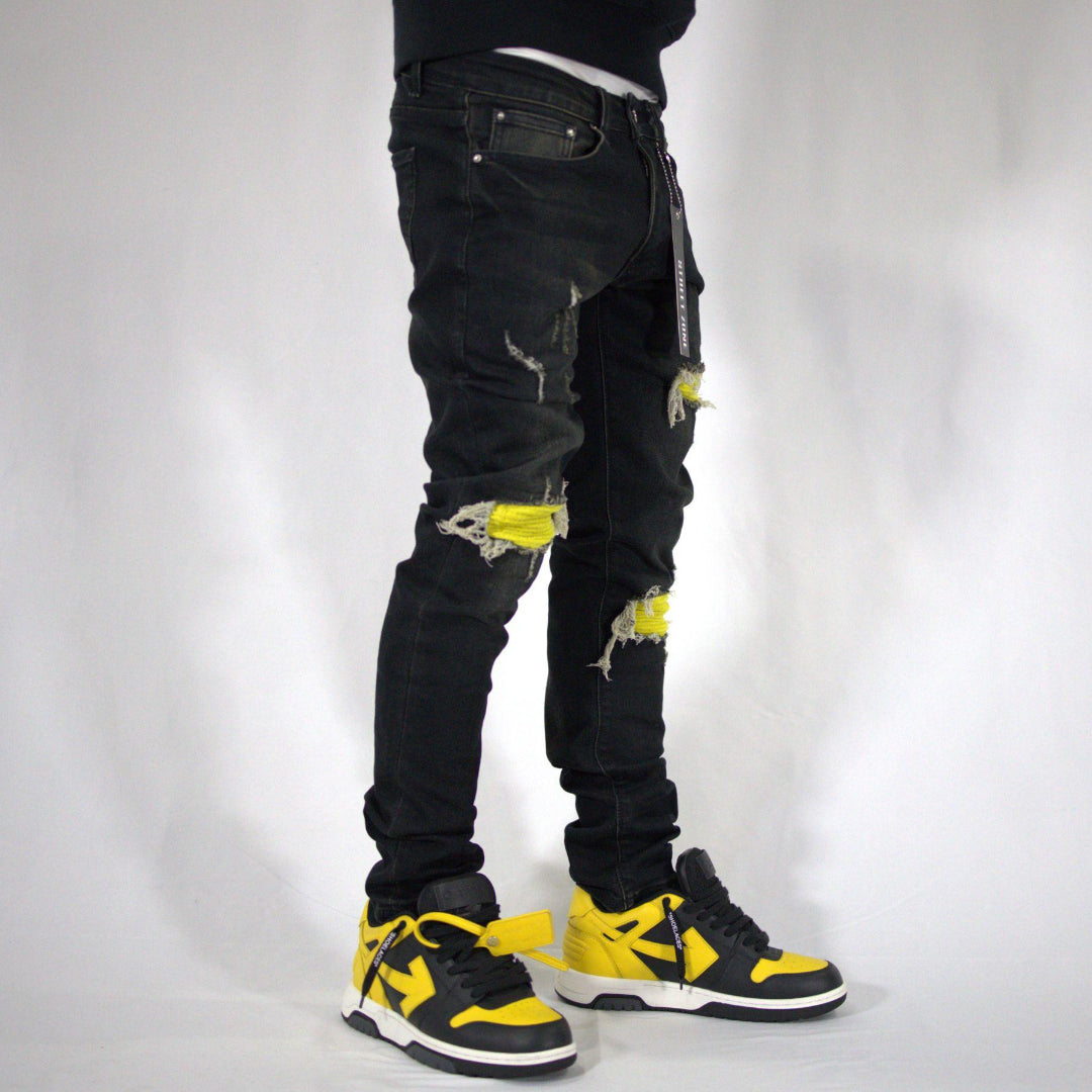 Yellow ripped jeans
