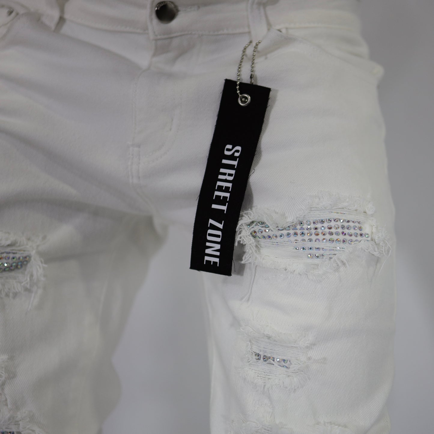 White swarovski jeans