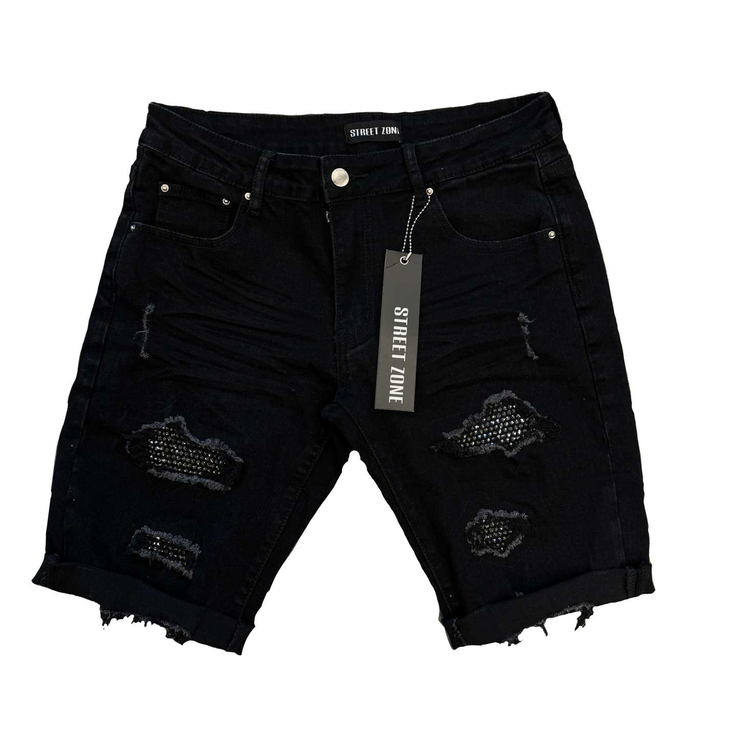 BLACK SWAROVSKI SHORT JEANS