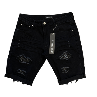 BLACK SWAROVSKI SHORT JEANS