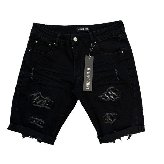 BLACK SWAROVSKI SHORT JEANS