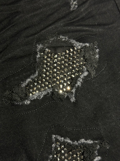 BLACK SWAROVSKI SHORT JEANS