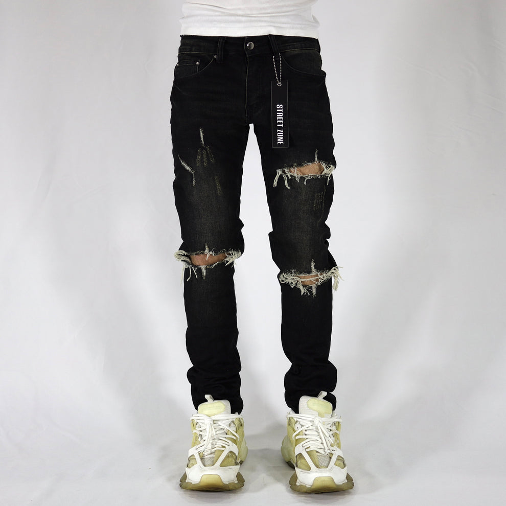 Cream Ripped Jeans Ripped jeans – StreetZone