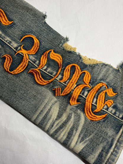 STREET ZONE ORANGE FLARED JEANS